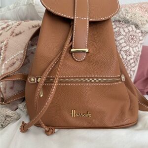 Harrods Tan Leather Backpack